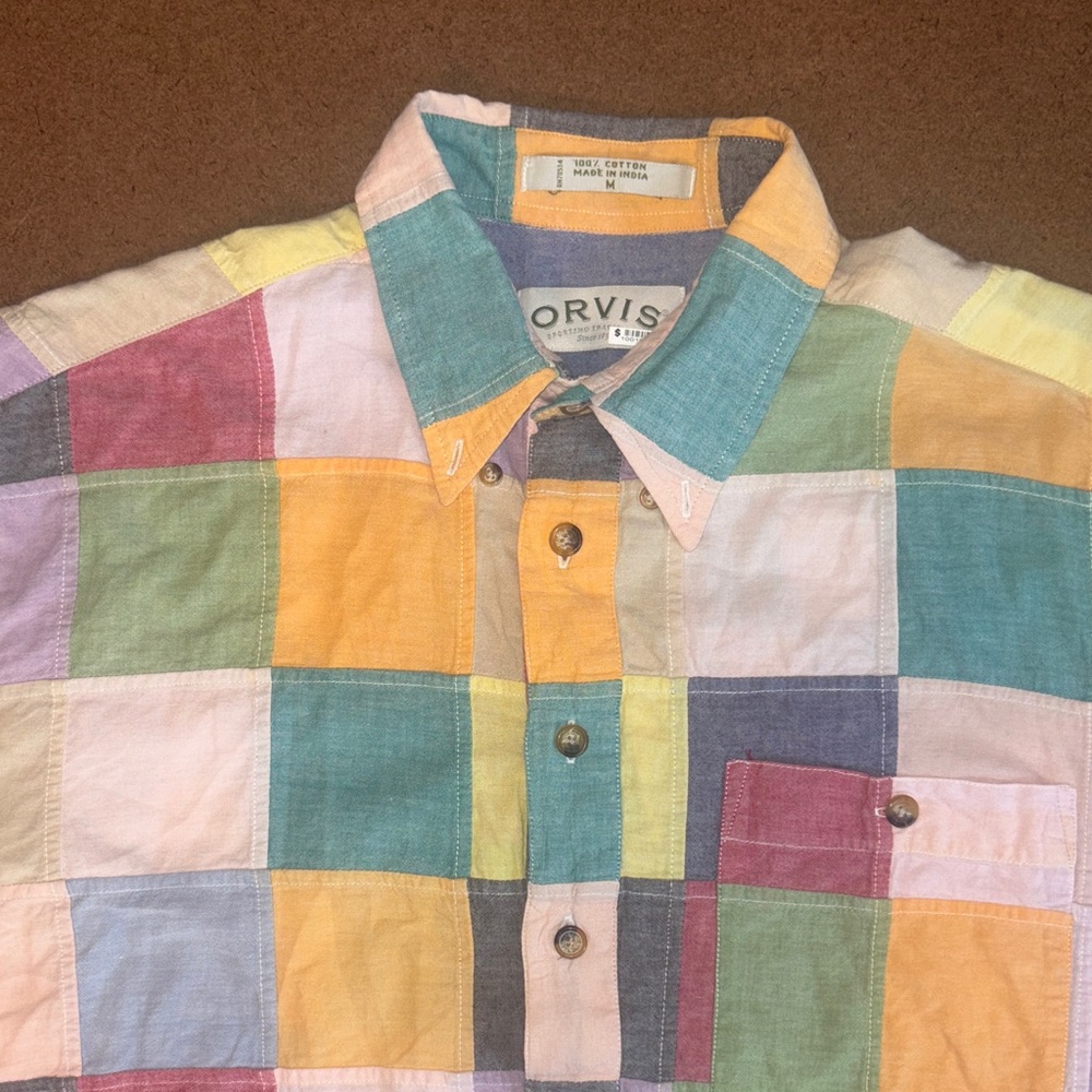 Orvis Multicolor Patchwork Cotton Button-Down Shirt